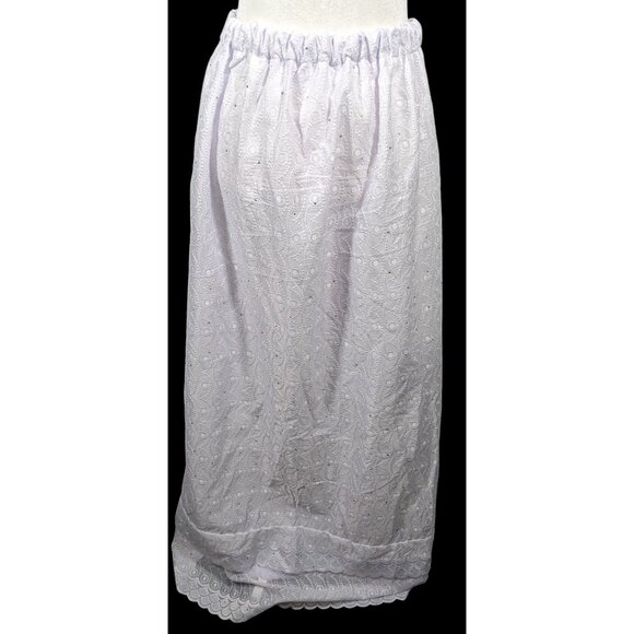 Handmade Floral Embroidered White With Purple Tint Maxi Skirt - Picture 1 of 12